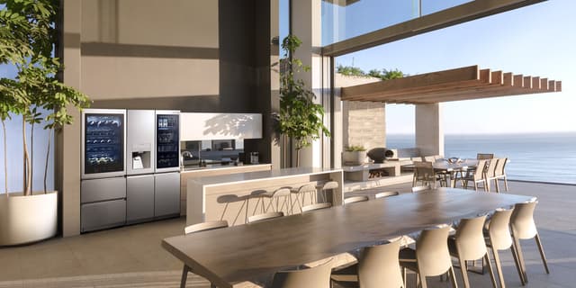 Front view of a luxury kitchen with LG Signature appliances Front view of a luxury kitchen with LG Signature appliances